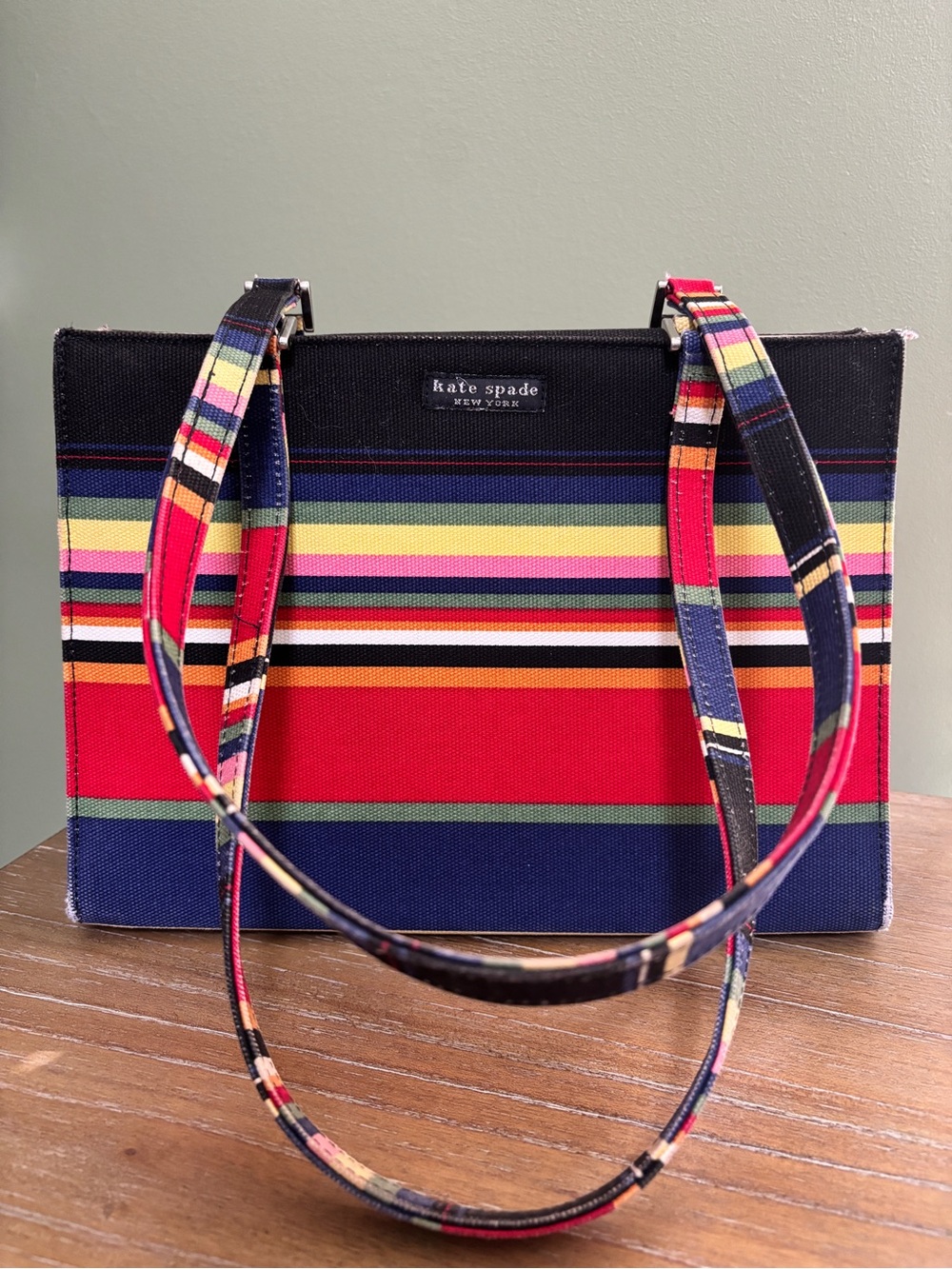 kate spade Multicolor Striped Canvas Tote in Red, Navy & Yellow